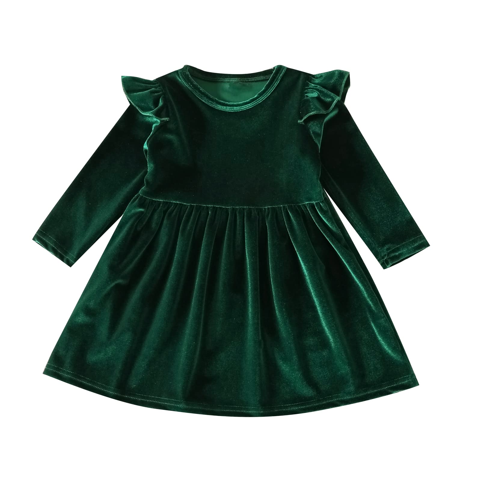 IDOPIP Toddler Baby Girls Velvet Tutu Dress - Long Sleeve Princess Party Dress for Christmas, Birthday & Wedding - Winter Formal Outfit for Fall & Winter Season - Perfect for Holiday Photos, Pageants & Special Occasions