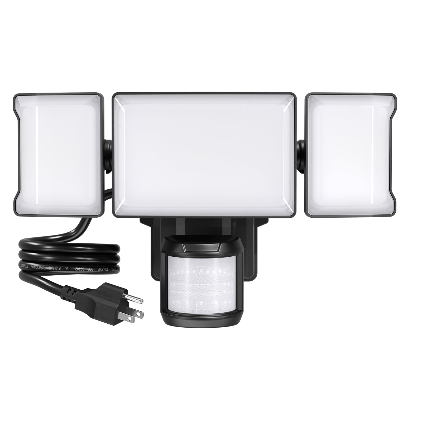 75W Motion Sensor Outdoor Light Plug in - 7500LM LED Security Light with Dusk to Dawn & PIR Sensor, IP65 Waterproof, 6500K Bright White - Ideal for Garage, Yard, Patio, Eave (Black) | Perfect for Home Security & Nighttime Illumination