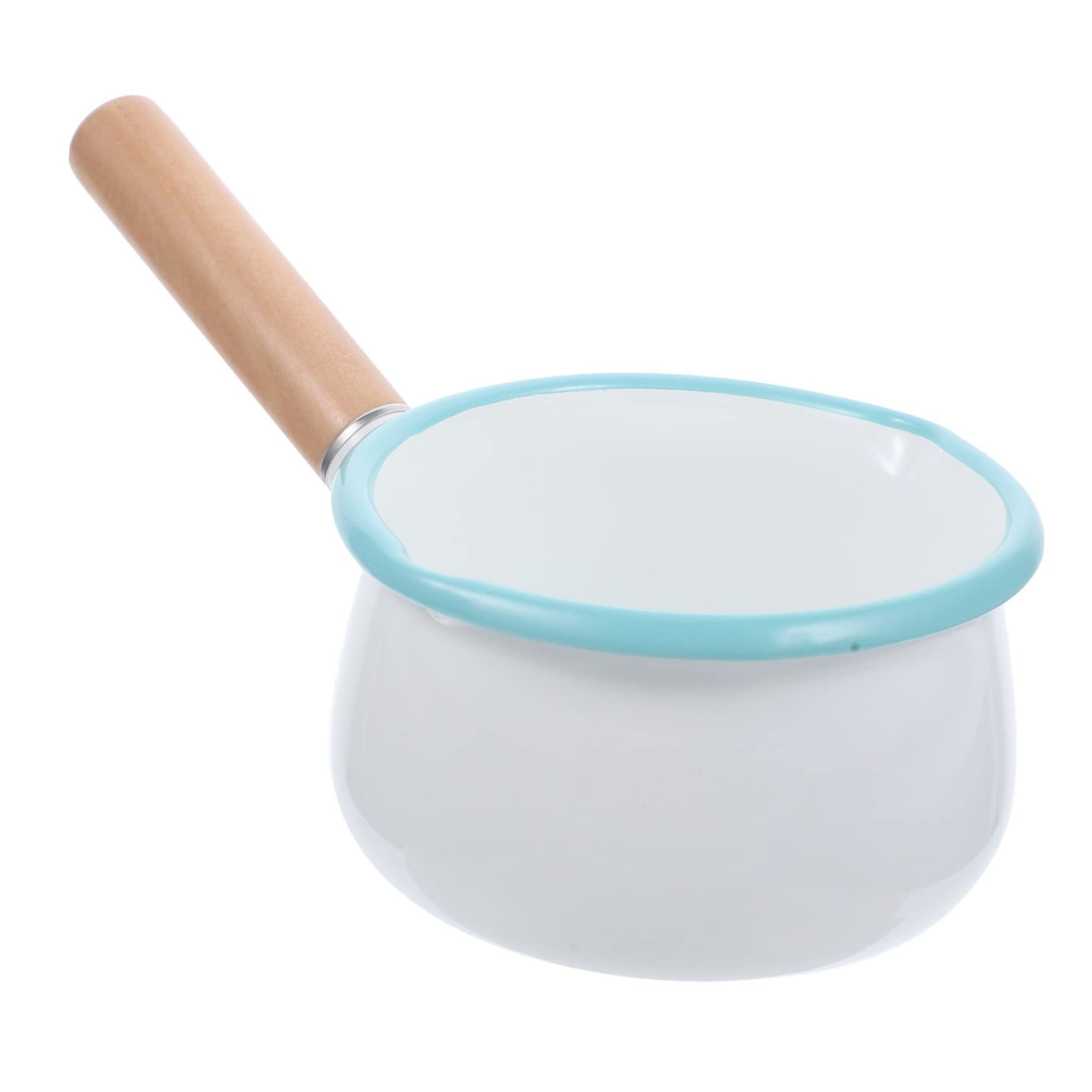 NOLITOY Enamel Small Milk Pot - Mini Saucepan for Coffee, Soup, Butter & Melting - White Enamel Coated Cooking Pan for Gas Stove & Wood Fire - Perfect for Camping, Kitchen & Outdoor Cooking