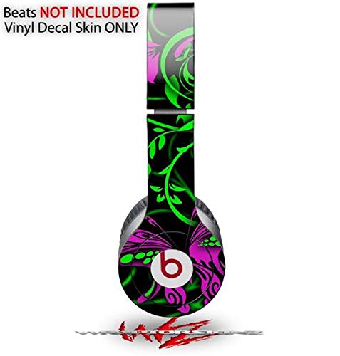 Original Beats Solo HD Headphones Skin Decal Wrap - Twisted Garden Green & Hot Pink Design | Protective Vinyl Sticker Cover | Perfect for Gym, Travel & Daily Use (Headphones Not Included)