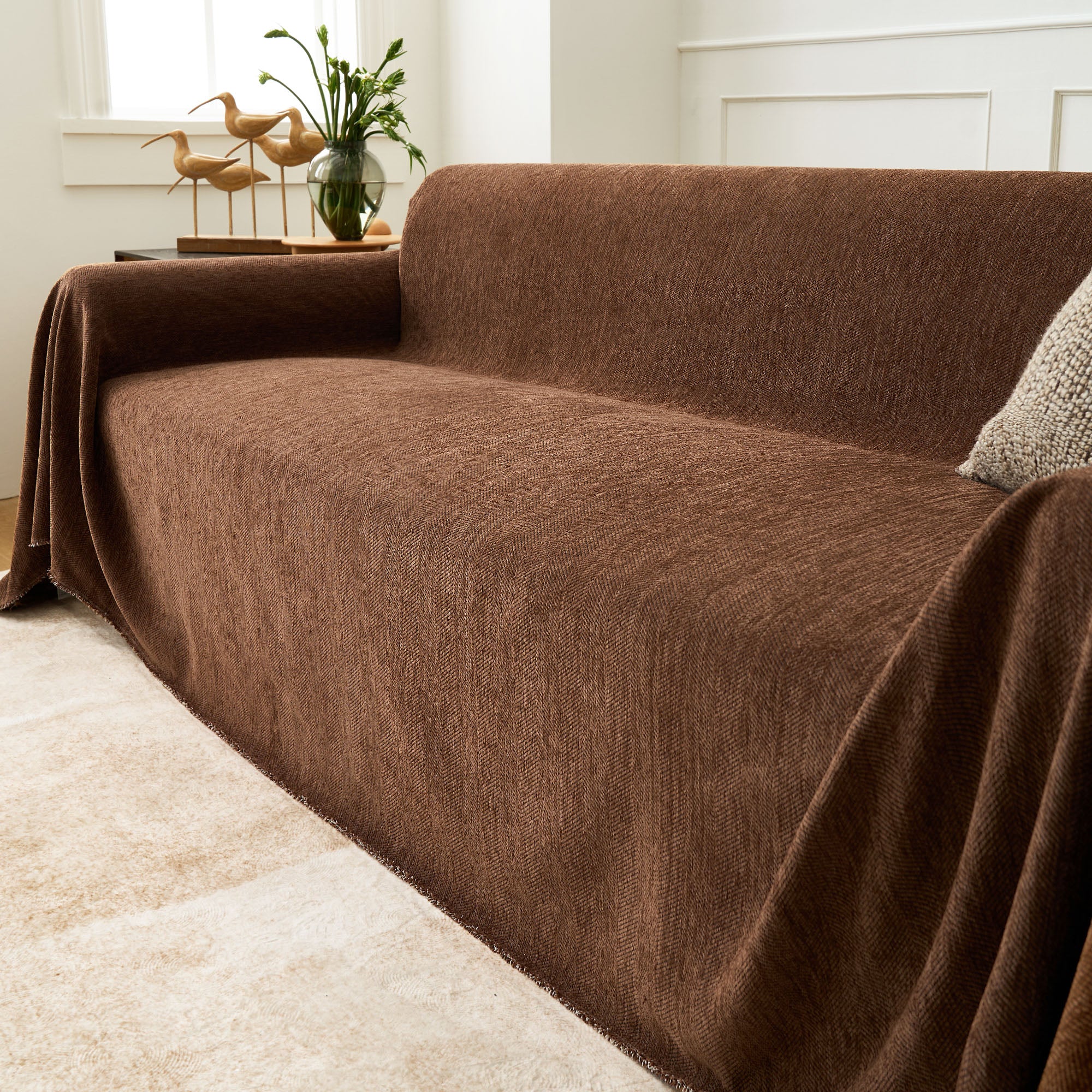 Durable Pet-Friendly Herringbone Sofa Cover - Protects Furniture from Scratches & Stains - Perfect for Living Room, Family Room & Pet Owners