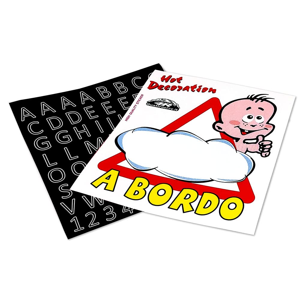 Quattroerre 1227 Baby On Board Car Letter Stickers Kit - Durable Vinyl Decals for Car Windows, Nursery Decor & Child Safety Awareness