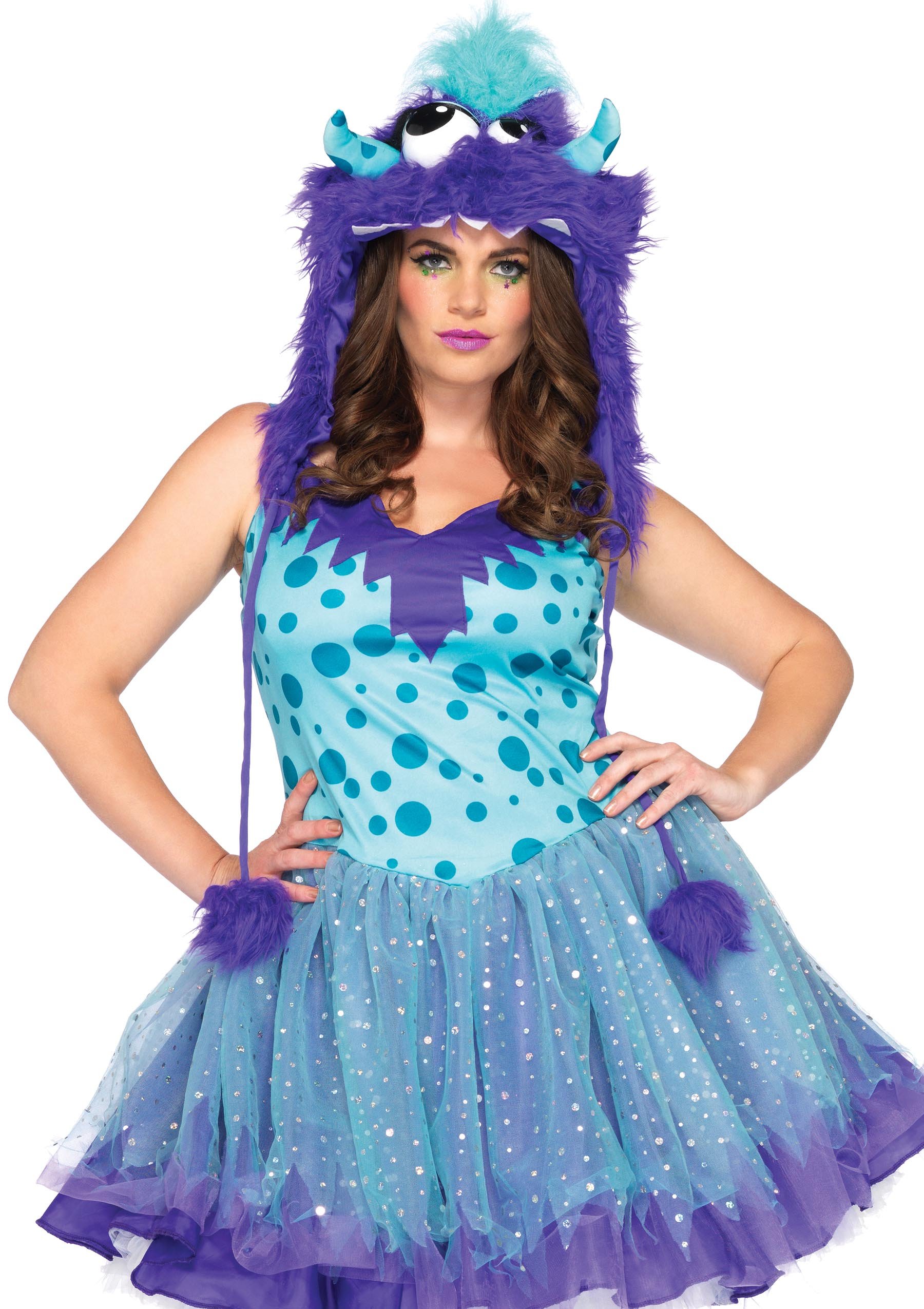 Leg Avenue Women's Plus Size 2-Piece Polka Dot Monster Costume - Halloween Party Outfit, Cosplay Costume for Women, Fun Dress Up for Costume Parties & Theme Events