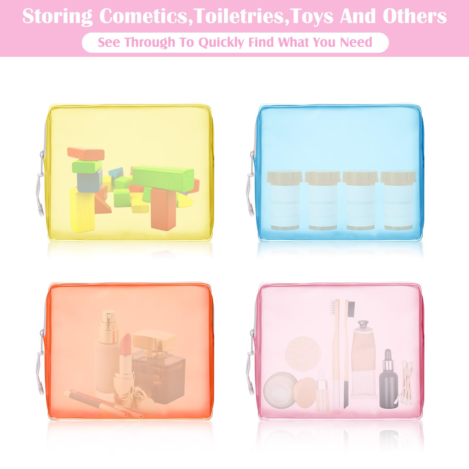 8 Pack TSA Approved Leak-proof Travel Toiletry Bags - Frosted Translucent Cosmetic & Makeup Organizer for Women & Men - Perfect for Airports, Gym, Camping & Weekend Getaways (Pastel Colors)