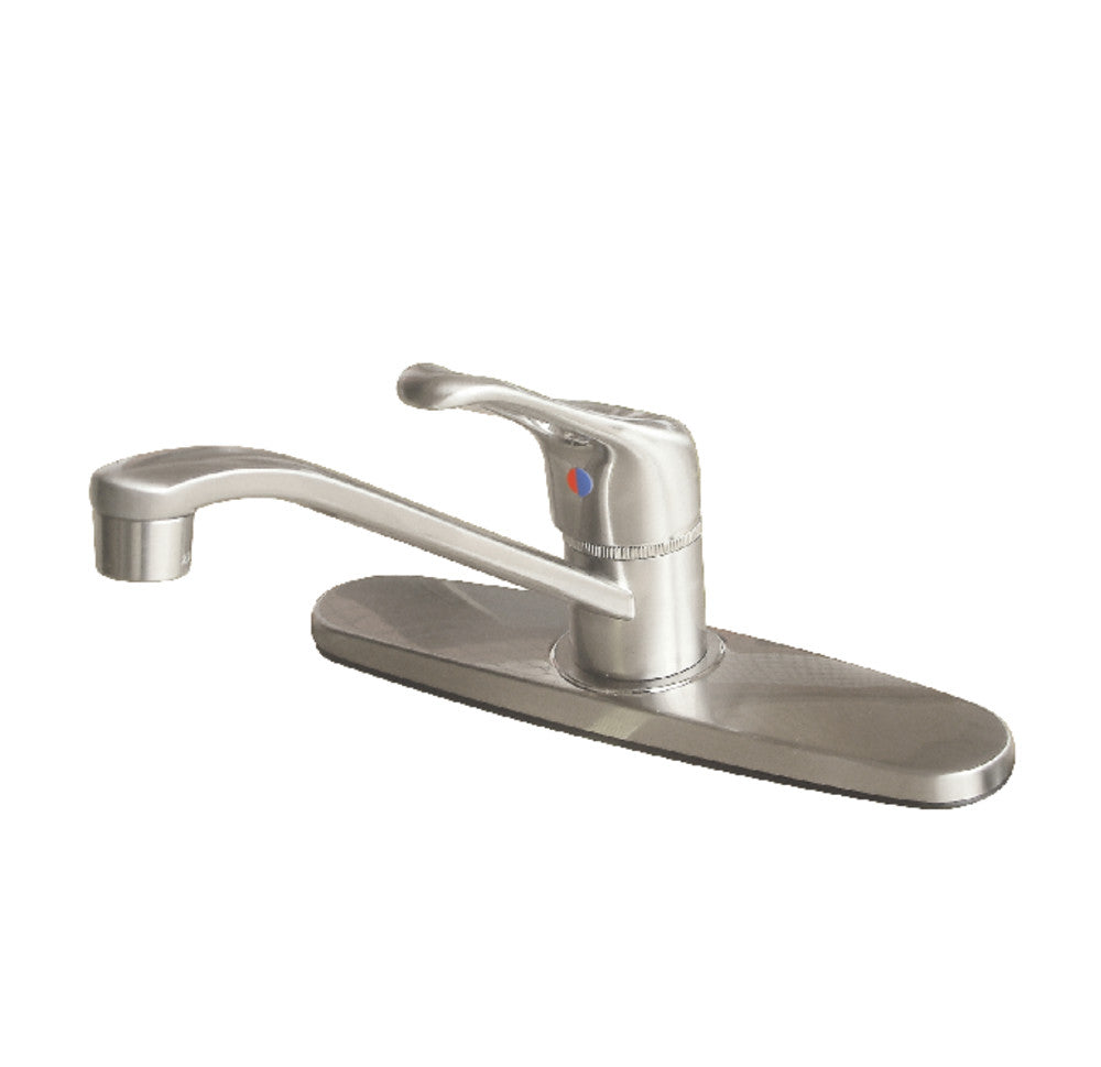 Kingston Brass KB561 Single Handle Centerset Kitchen Faucet - Modern Stainless Steel Sink Faucet with High Arc Spout for Easy Washing & Cooking | Perfect for Home Kitchen, RV, and Small Spaces