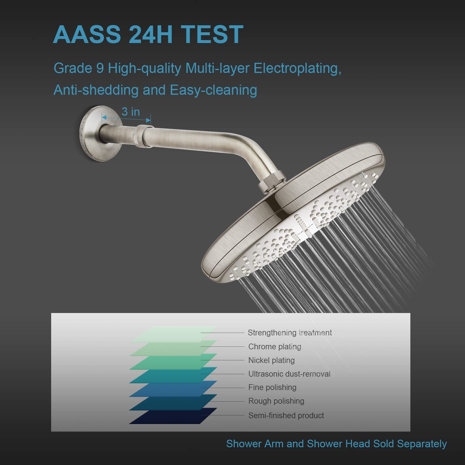 OFFO 3 Inch Brushed Nickel Shower Head Extension Arm - 304 Stainless Steel Shower Pipe Extender for Bathroom & Spa Renovation