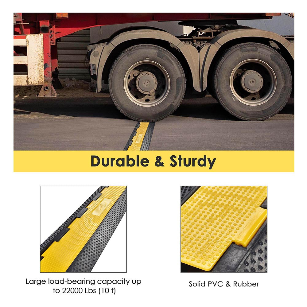 TheLAShop 2-Channel Heavy Duty Cable Protector Ramp - Durable Sidewalk Cable Cover for Outdoor Events, Construction Sites & Home Safety