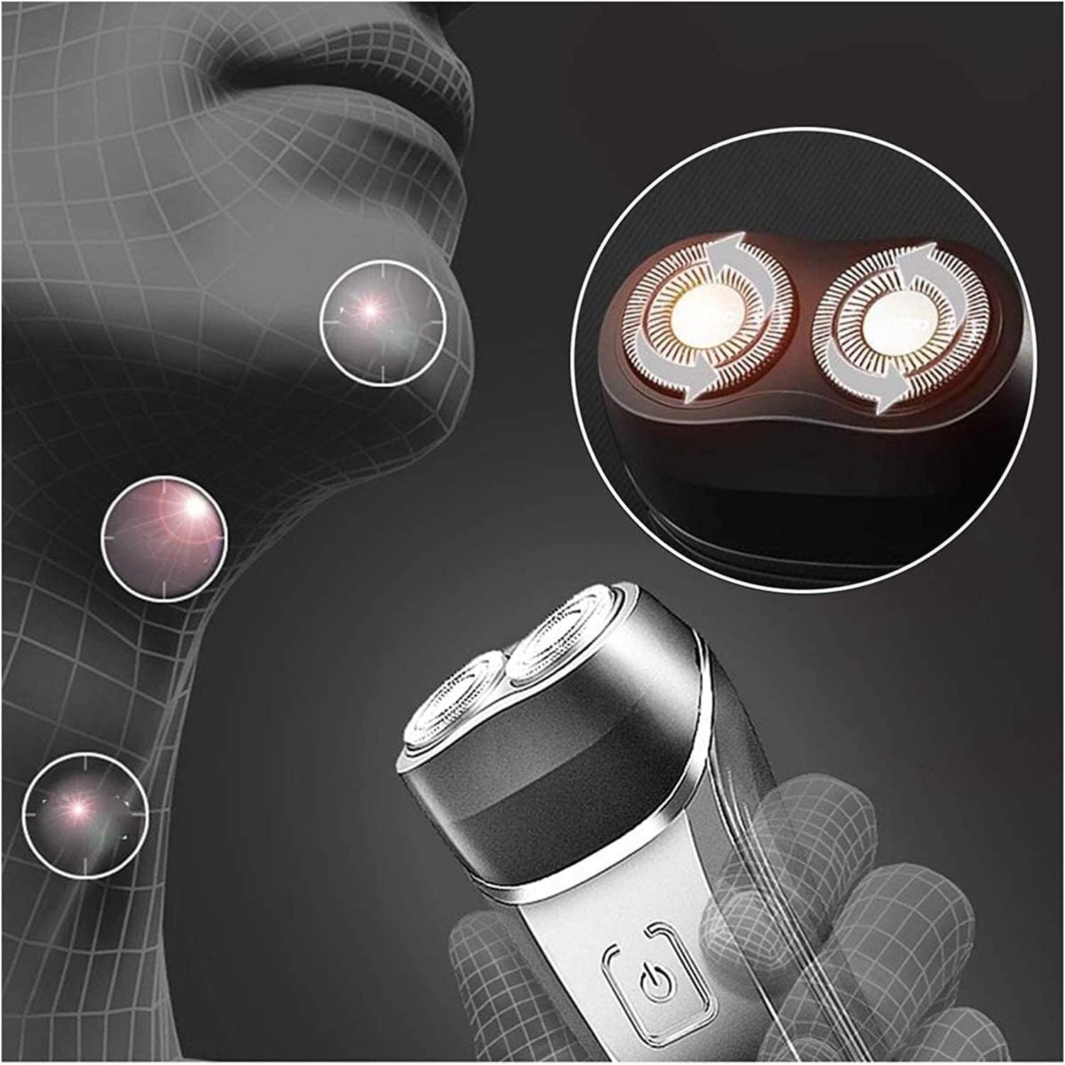 Men's Electric Shaver - Waterproof Rotary Shaver for Dry/Wet Use, USB Rechargeable Cordless Facial Hair Trimmer, Portable Travel Shaver | Perfect for Home, Gym & Business Trips