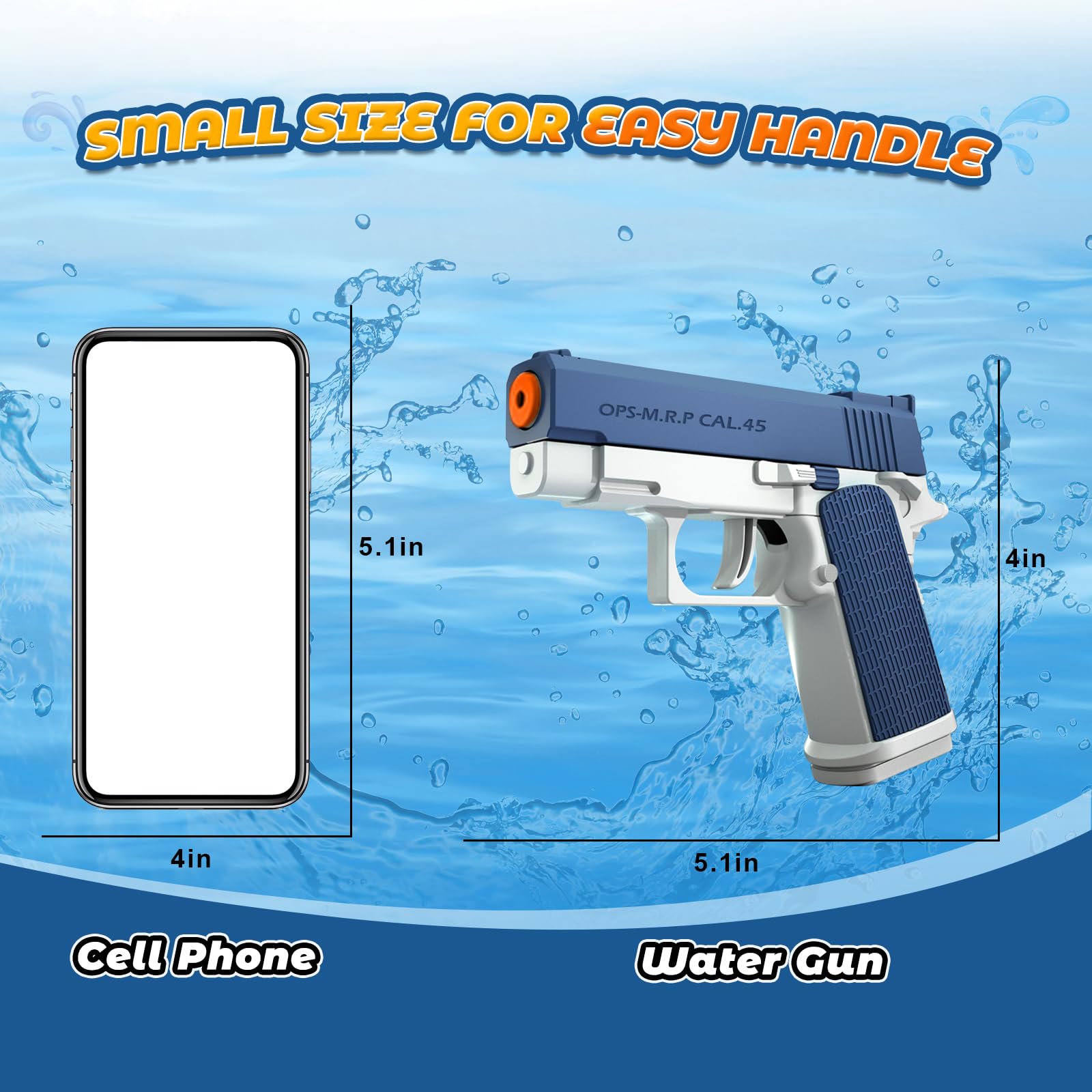 2 Pack Water Gun Squirt Guns for Kids - 100cc Capacity Mini Water Blaster Soaker Pistol Toys | Summer Outdoor Pool Beach Water Play for Boys & Girls | Perfect for Backyard Parties, Beach Trips & Summer Fun (Blue Gray)