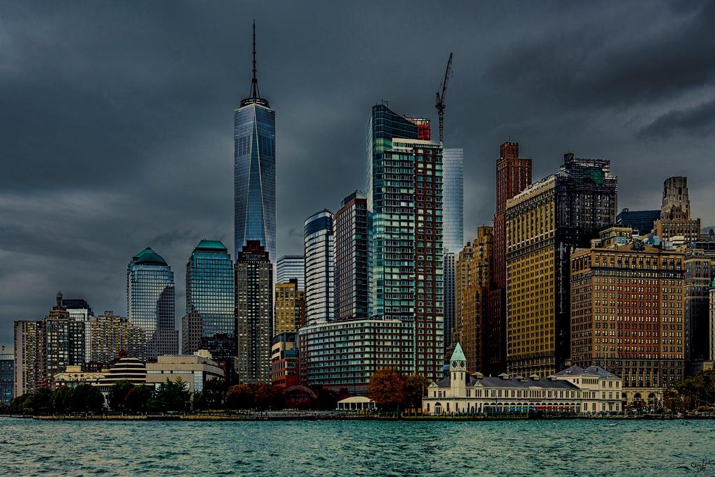 Battery Park New York City Skyline Photo - Chris Lord Art Print Poster 16x24 - Modern Wall Decor for Living Room, Office & Bedroom