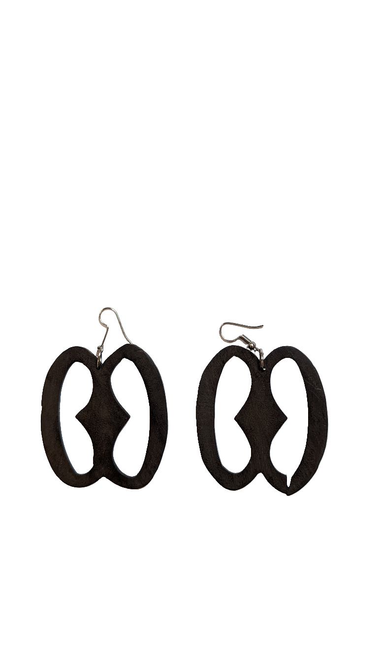 Handmade Ghanaian Adinkra Nkonsonkonson Unity Wooden Earrings - African Tribal Jewelry for Women - Perfect for Cultural Events & Boho Fashion