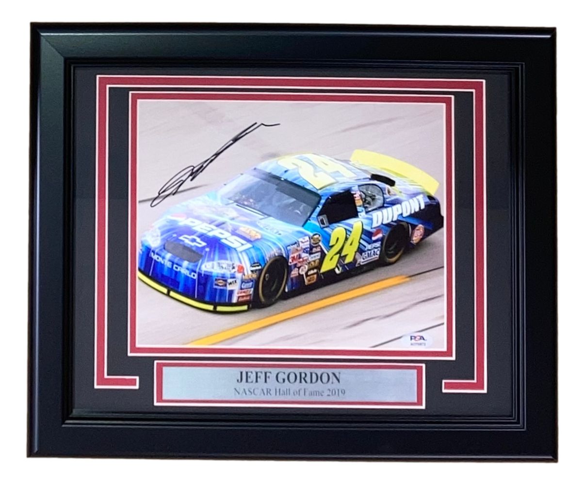 Jeff Gordon Autographed Framed 8x10 NASCAR Photo with PSA/DNA Certification - Perfect for Sports Memorabilia Collectors, Man Cave Decor, and Racing Fan Gifts