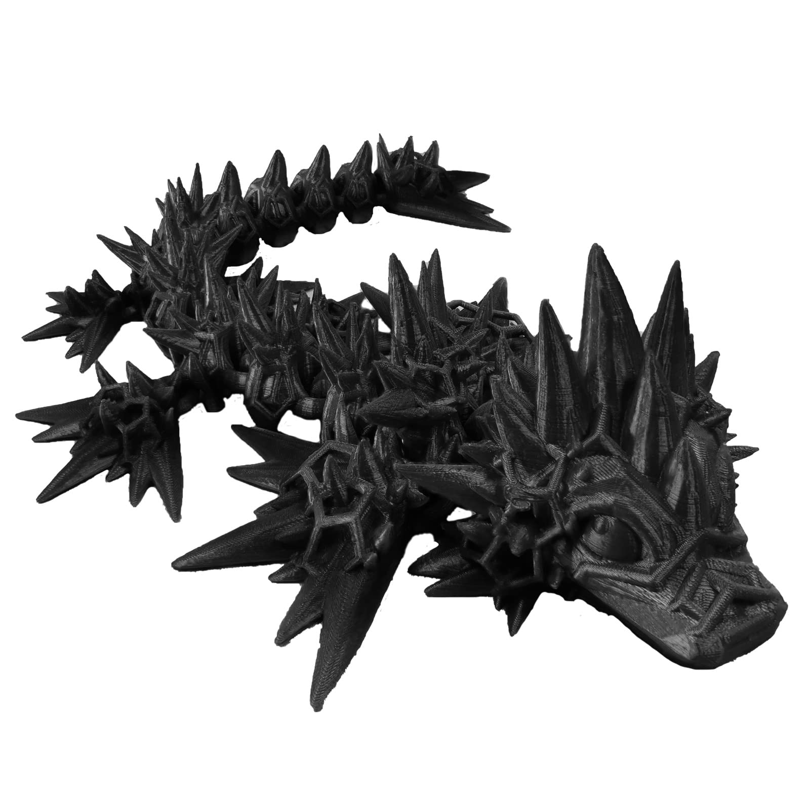 3D Printed Dragon Action Figure - Articulated Dragon Toy with Rotatable Joints for Stress Relief, 14 Inch Black Fantasy Collectible - Perfect for Desk Decor, Gift for Adults & Dragon Enthusiasts