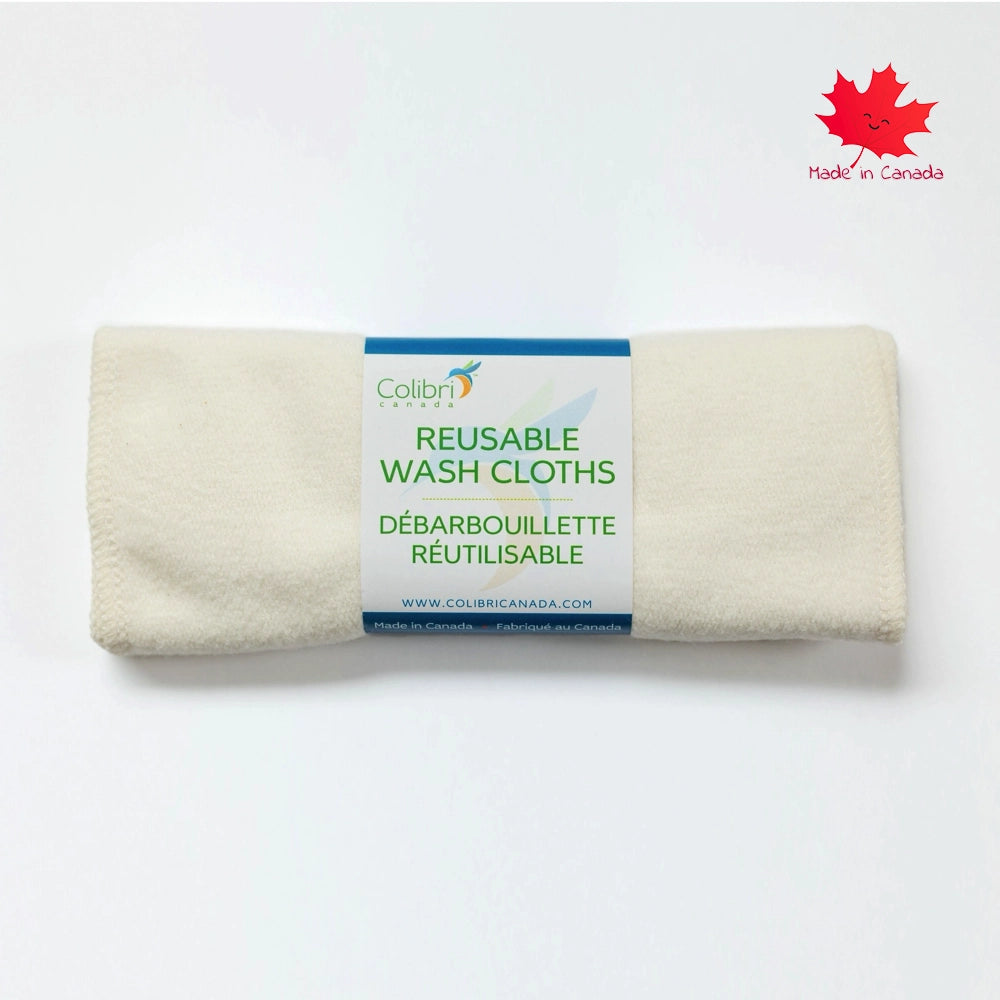 Colibri Organic Bamboo Cotton Sherpa Washcloths - 5 Pack Soft Eco-Friendly Baby & Face Towels for Sensitive Skin | Gentle Exfoliation, Spa & Bath Essentials, Newborn Care, Makeup Removal