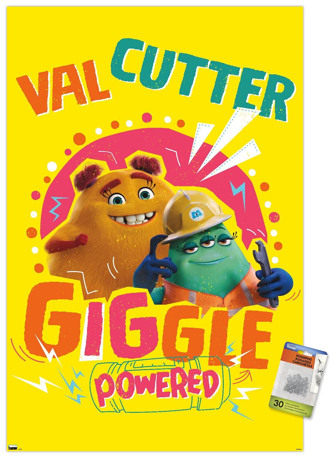 Disney Monsters at Work Giggle Wall Poster with Pushpins - Fun Kids Room Decor for Playrooms & Bedrooms