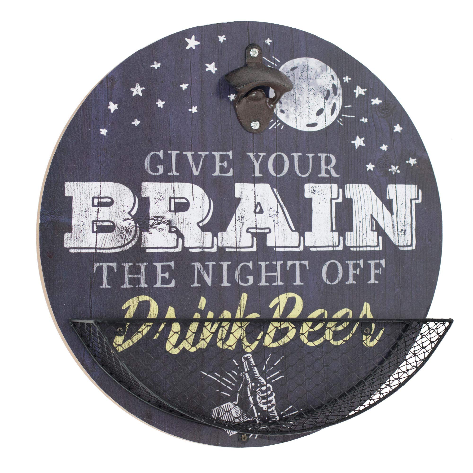 Vintage American Metal Bottle Cap Opener & Catcher Wall Art - Rustic Bar Decor for Man Cave, Garage, Game Room & Home - Perfect for Beer Lovers & Unique Gifts (14” x 14” x 3.75”) - Ideal for Parties, Home Brewing & Collecting Bottle Caps