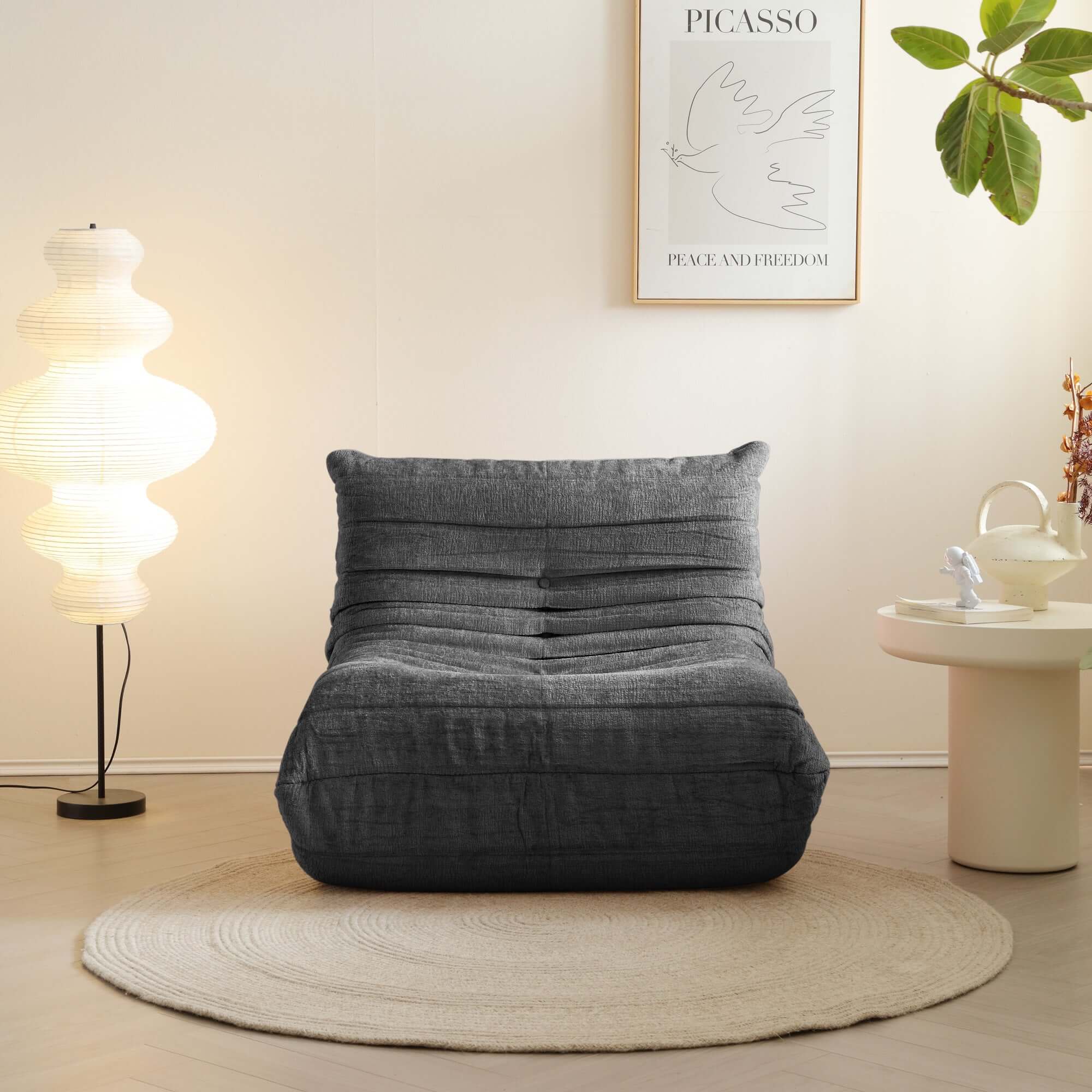 Comfortable Compressed Foam Floor Couch - Soft Chenille Togo Style Sofa for Living Room, Bedroom, Dorm or Lounge - Perfect for Relaxing, Reading and Entertaining Guests