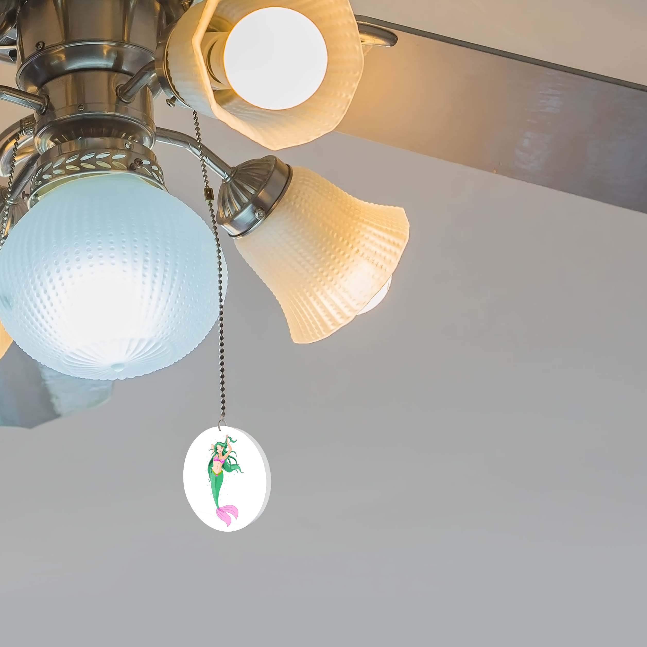 Ocean Mermaid Ceiling Fan Light Pull Chain - Decorative Seashell & Starfish Design for Coastal & Nautical Home Decor - Perfect for Beach House, Bathroom, Kids Room & Mermaid Themed Bedrooms
