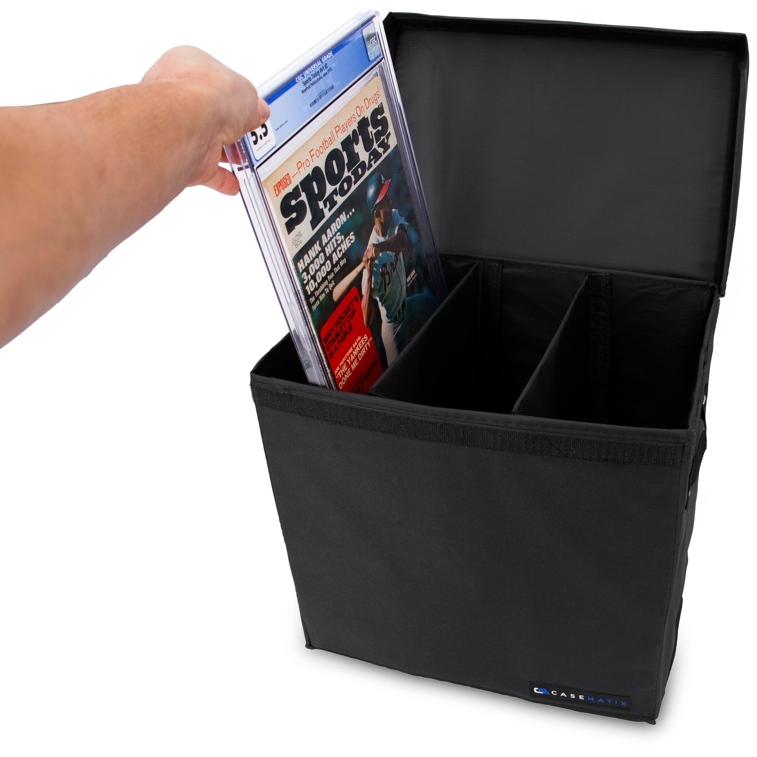 CASEMATIX Graded Magazine Storage Case - Holds 25 CGC Graded Comics & Magazines with Removable Dividers (Fits up to 14.5
