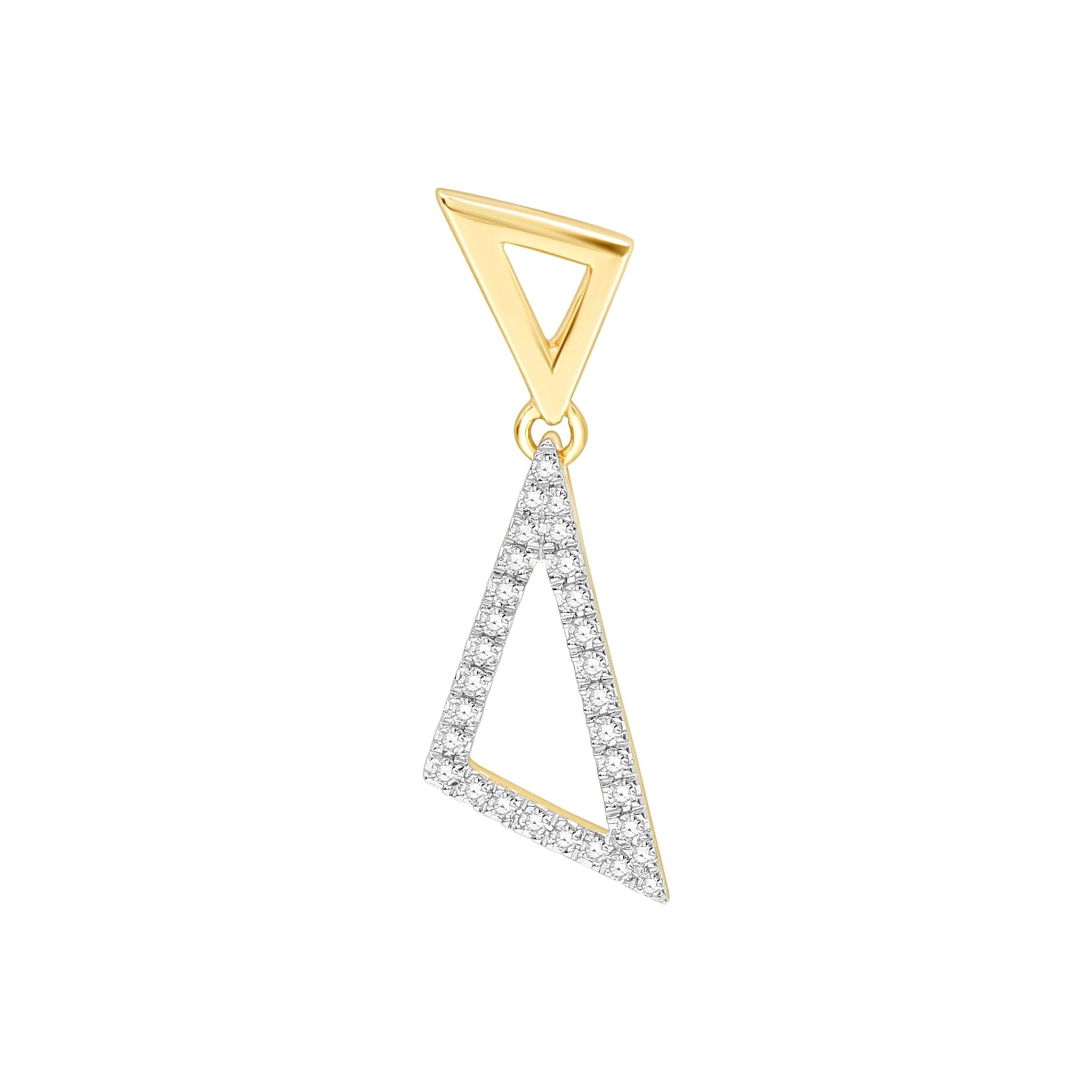 14k Solid Yellow Gold Diamond Triangle Dangle Earrings - Elegant & Trendy Jewelry for Women, Perfect for Parties, Weddings & Everyday Wear