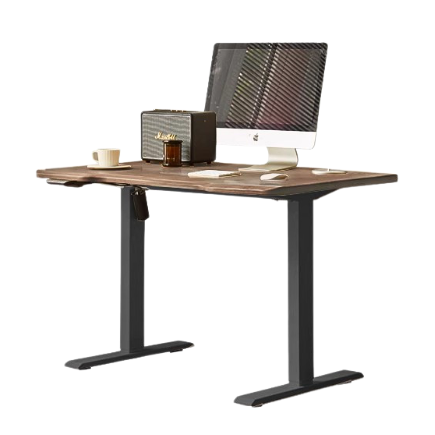 Black Walnut Solid Wood Electric Standing Desk - Adjustable Height Office Desk for Home & Workspace - Perfect for Remote Work, Gaming, and Ergonomic Comfort