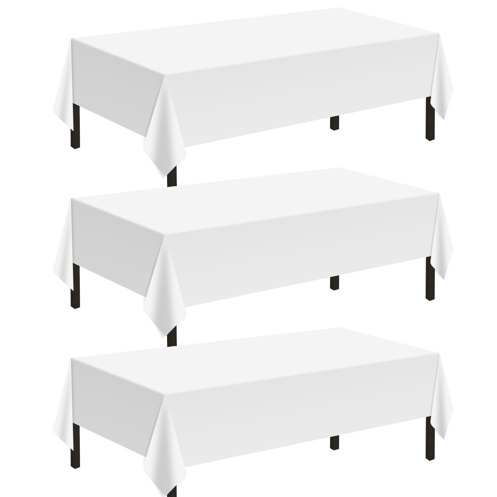 3 Pack Disposable Plastic Tablecloths for Rectangle Tables 54
