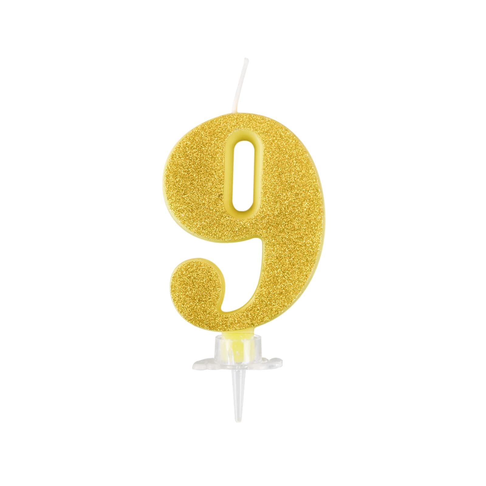 UVTQSSP 3.54 Inch Gold Glitter Number 9 Birthday Candles - Wax Cake Topper Decorations for Kids & Adults Birthday Party Celebrations | Perfect for Cakes, Cupcakes & Special Occasions