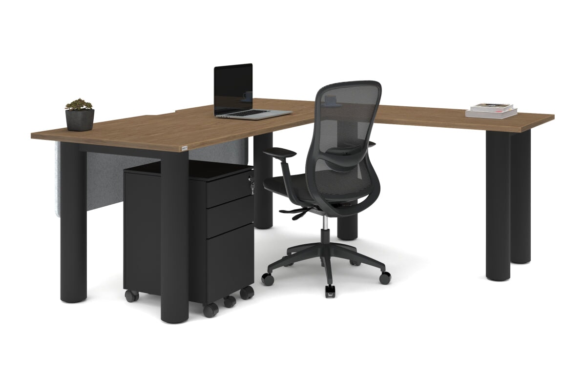 Quadro Cylinder Leg L-Shaped Corner Office Desk - 1800L x 1550W with Cable Management | Modern Home Office & Gaming Setup