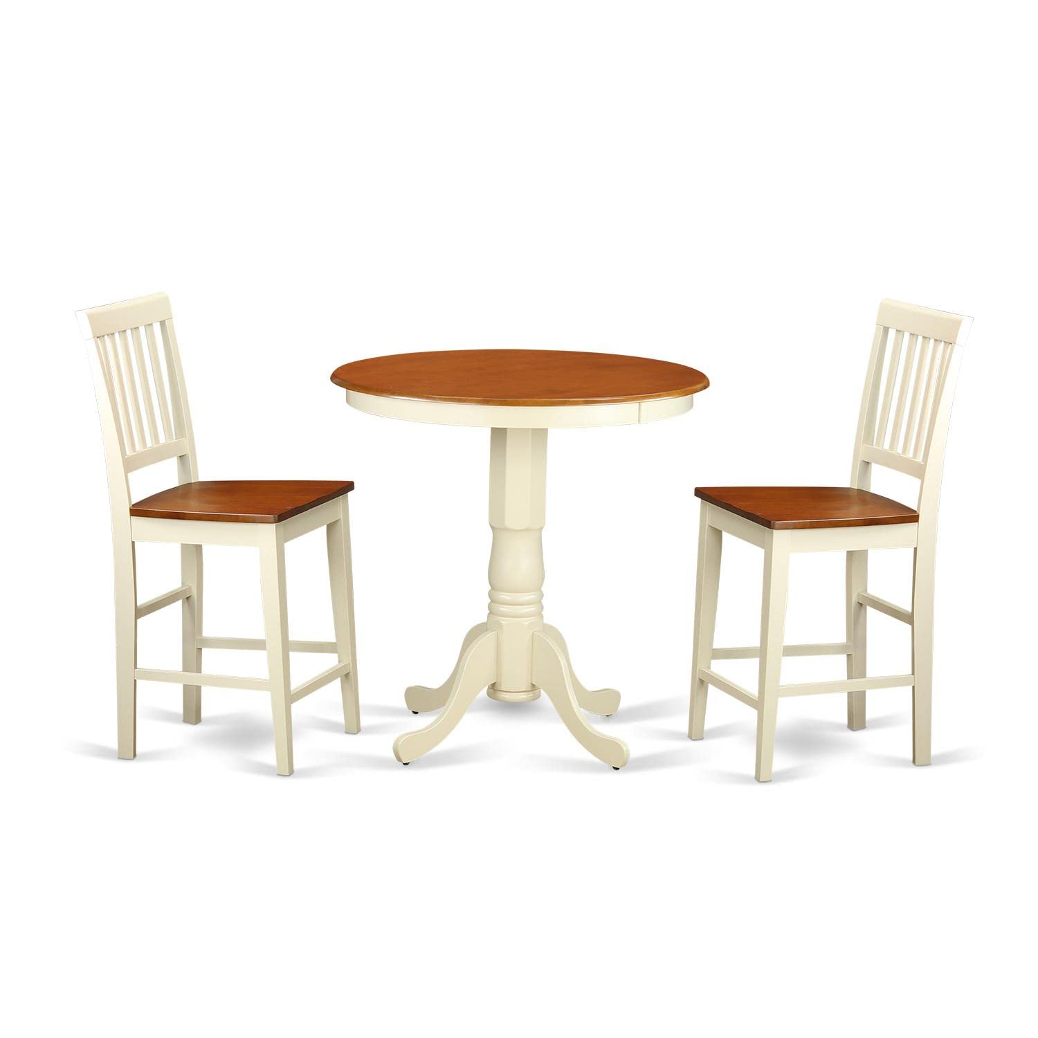 East West Furniture EDVN3-WHI-W 3-Piece Counter Height Dining Set - 30