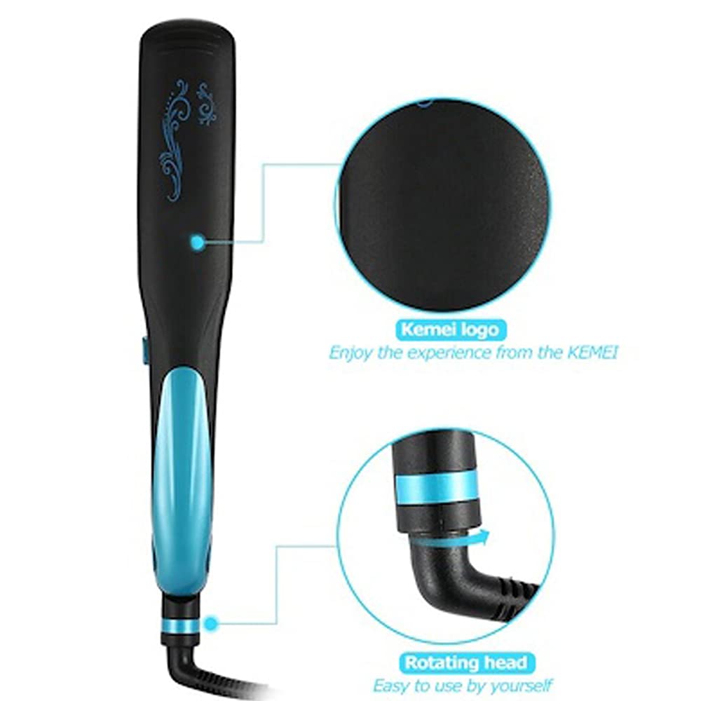 2 in 1 Hair Straightener and Curler - Portable Dual Use Flat Iron with Tourmaline Ceramic Plates for Straightening & Volumizing (220°C) - Perfect for Travel, Home & Salon Styling