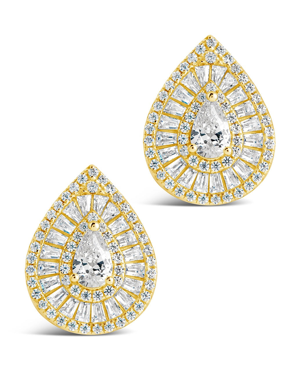 Scarlett CZ Teardrop Stud Earrings for Women - 925 Sterling Silver Cubic Zirconia Dangle Earrings - Elegant Jewelry for Party, Wedding & Everyday Wear