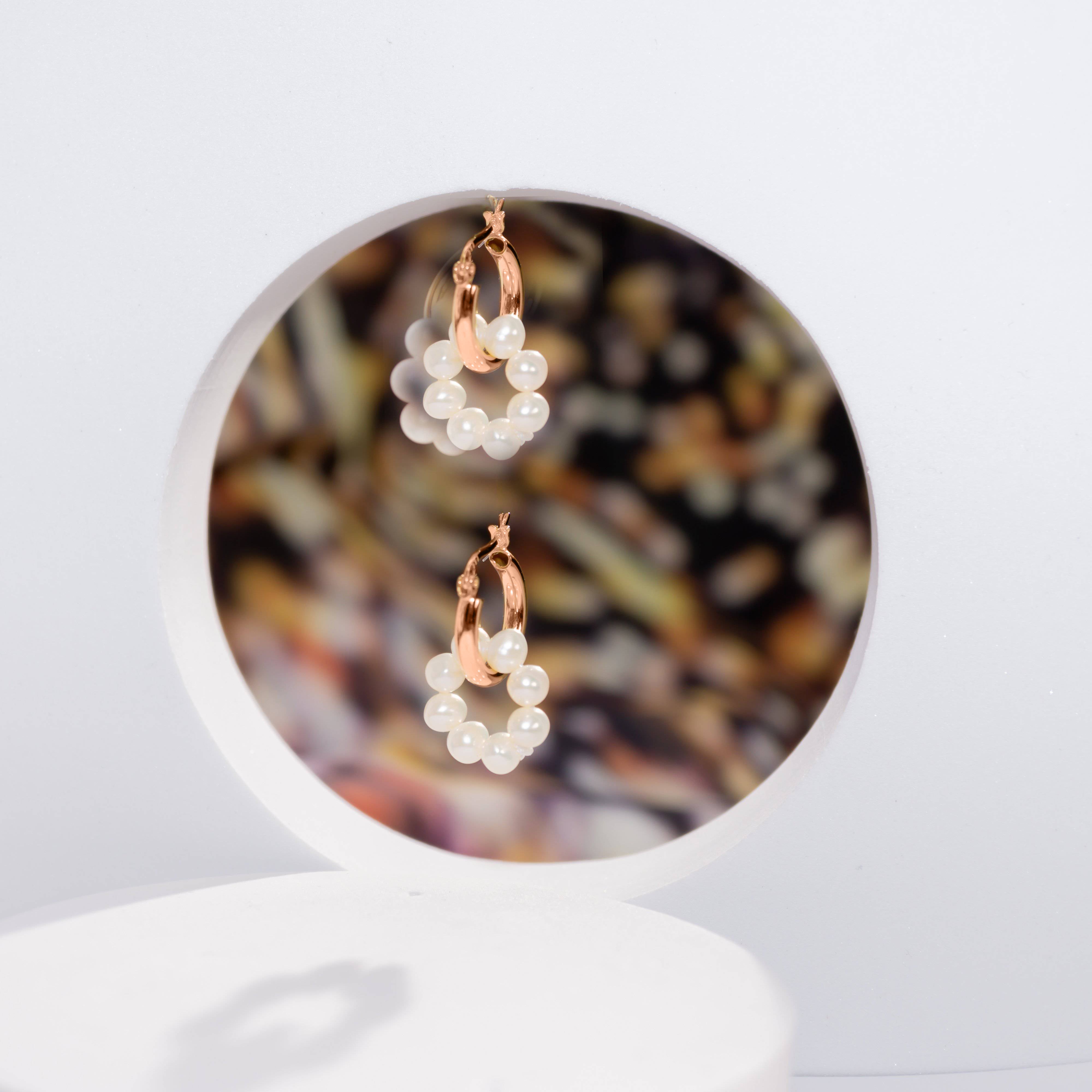 18K Solid Gold New Yorker Freshwater Pearl Earrings KE00035 - Elegant Pearl Jewelry for Women, Perfect for Weddings, Parties & Special Occasions