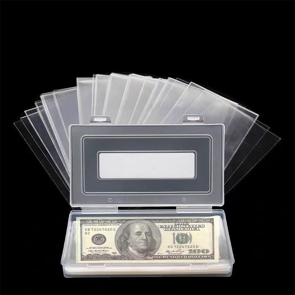 200PCS Clear Currency Sleeves for Dollar Bills - Protective Money Holders for Cash Collectors, Banknotes & Stamps - Perfect for Coin Collecting, Gift Money Storage & Financial Organization (200 Count)