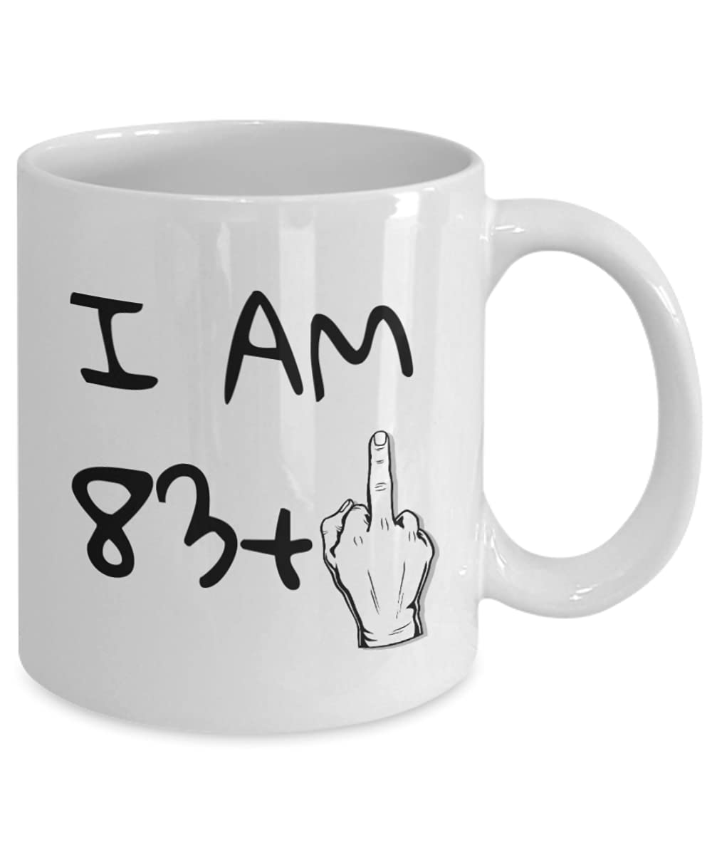 ZapBest 84th Birthday Coffee Mug - Funny 'I Am 83+1' Quote for Grandma & Grandpa - 11oz White Porcelain Tea Cup - Perfect Gift for Birthday Celebrations & Retirement Parties