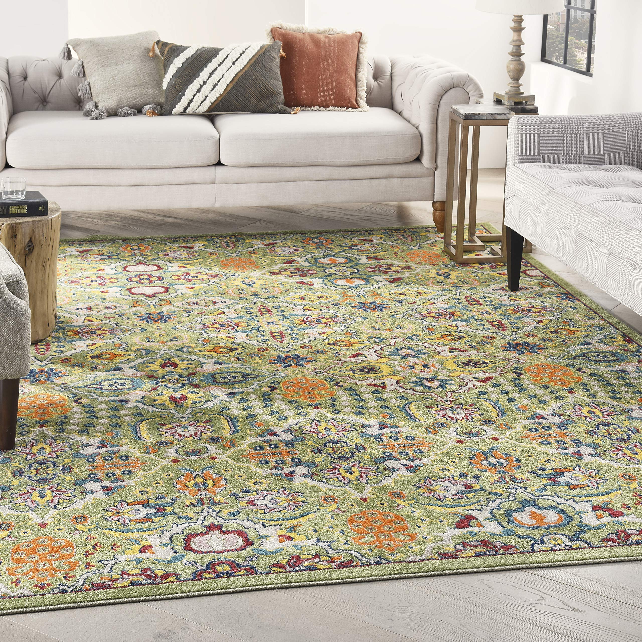 Nourison Allur Traditional Sage Ivory 9' x 12' Area Rug - Easy Clean, Non-Shedding, Stain Resistant - Perfect for Bedroom, Living Room, Dining Room & Kitchen Decor (9x12) | Soft & Durable for High Traffic Areas