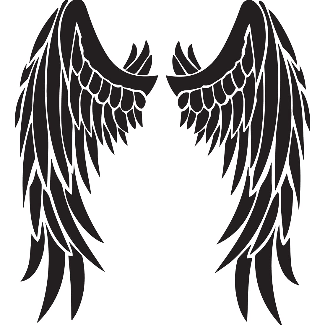 Saint Wings Lovely 1 (Black) (Set of 2) Premium Waterproof Vinyl Decals - Laptop, Phone, Helmet, Car Window, Bumper, Mug, Cup, Door & Wall Stickers - Perfect for Personalizing Devices, Vehicles and Home Decor