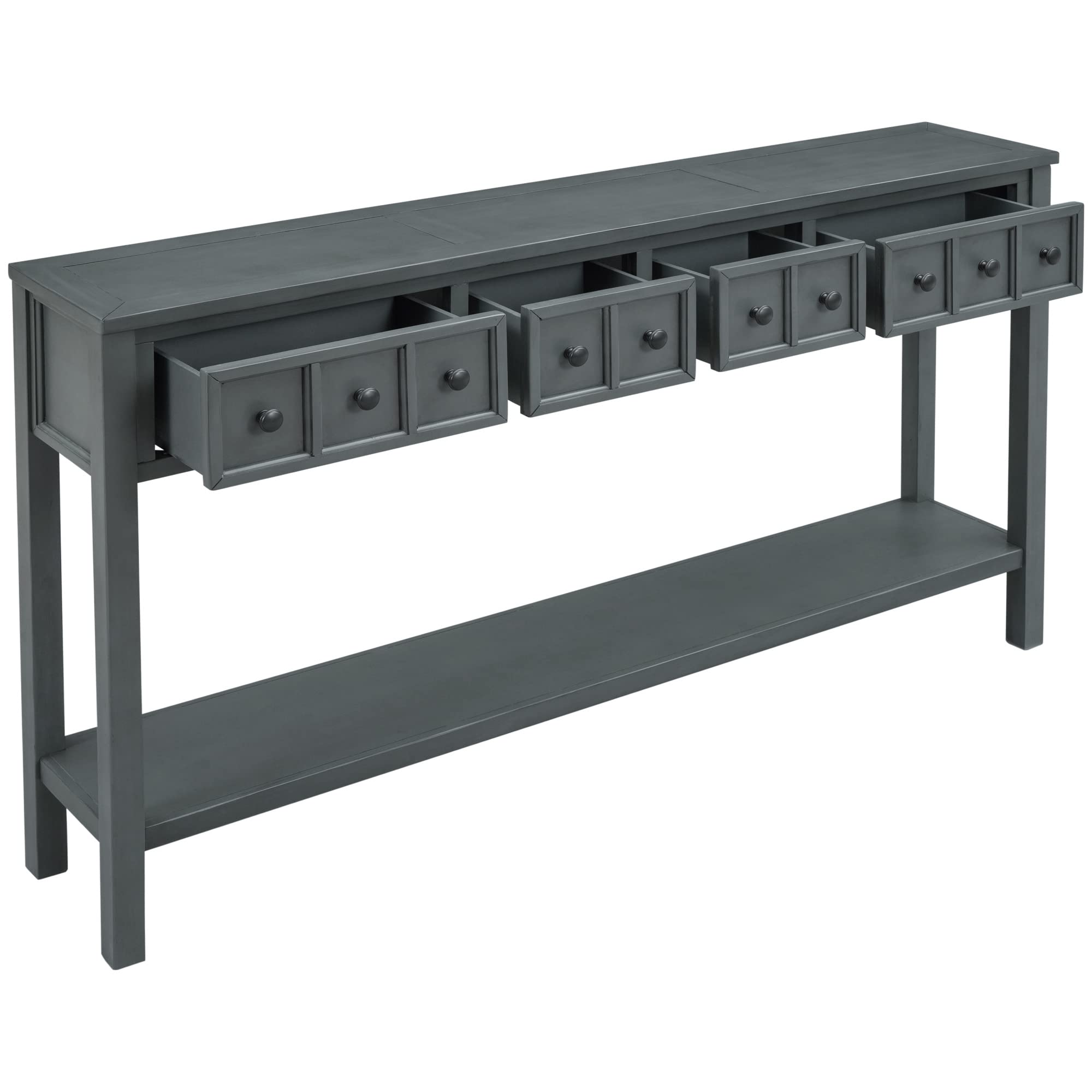 Merax Rustic Farmhouse Entryway Table with Storage Drawers & Bottom Shelf - Navy Blue Console Sofa Table for Living Room, Hallway & Home Decor | Perfect for Entryway Organization & Stylish Home Furnishing