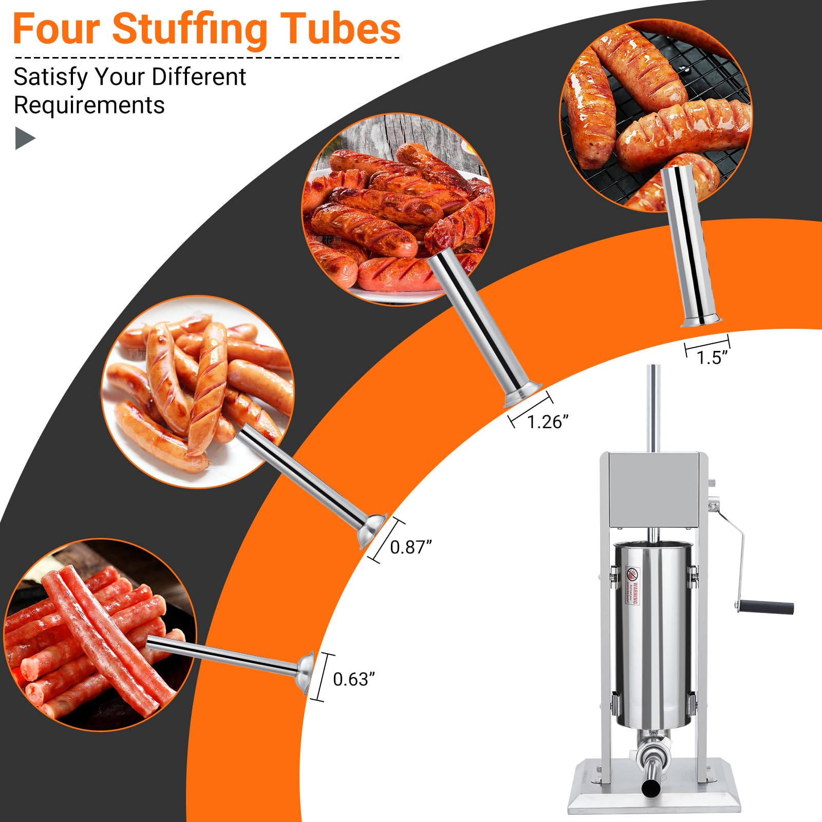 Heavy Duty 22LBS/10L Manual Sausage Stuffer Machine - Dual Speed Stainless Steel Meat Filler with 4 Stuffing Tubes | Perfect for Home Kitchen & Commercial Use | Make Sausages, Burgers & Ground Meat Easily