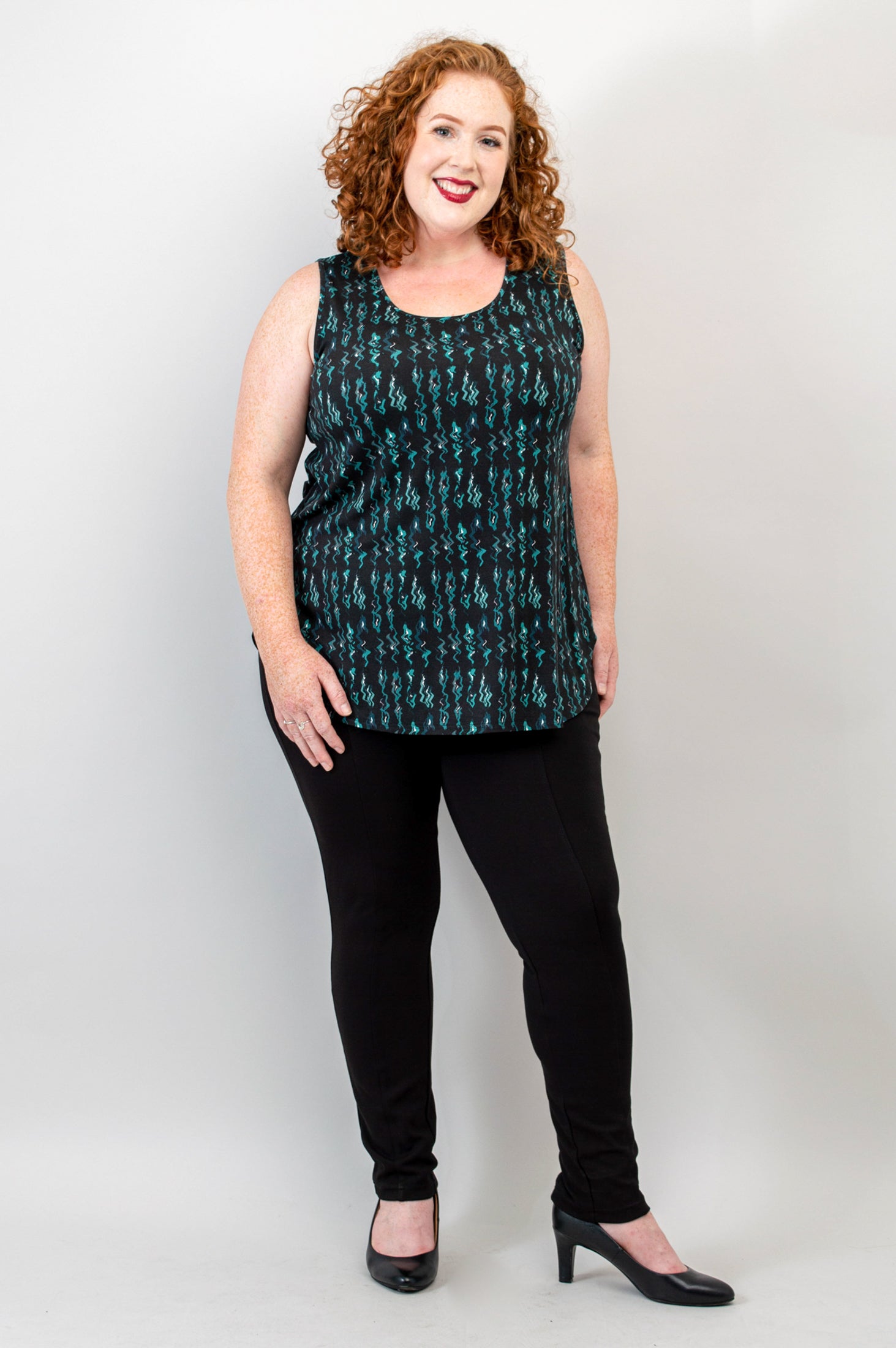 Jazz Tank Top - Teal Abstract Print - Soft Bamboo Fabric - Women's Casual Wear - Perfect for Summer Outings & Music Festivals