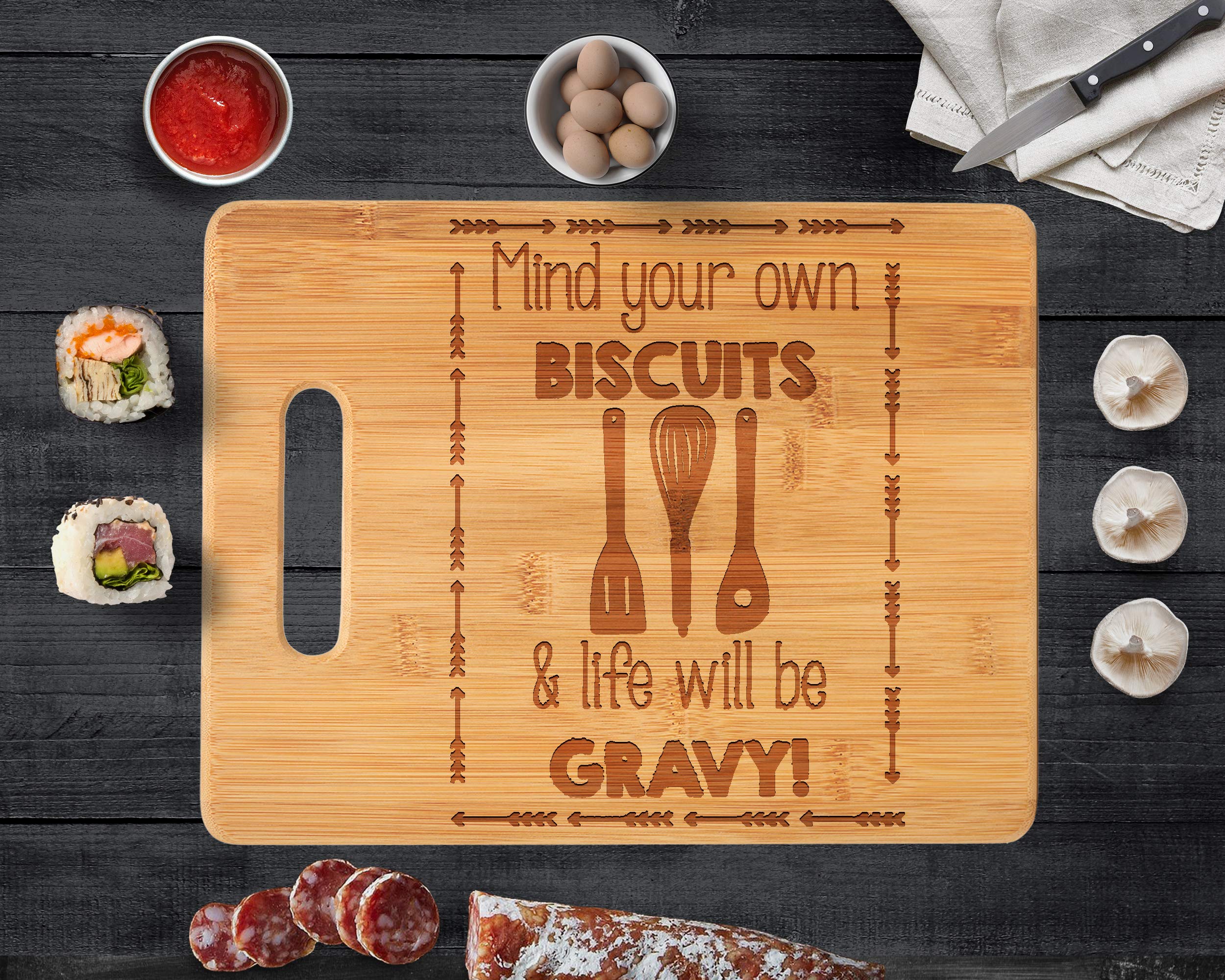 Personalized Rustic Wood Cutting Board for Dad - Custom Engraved Chopping Board Gift for Father's Day, Christmas & BBQ Cooking - Perfect for Kitchen, Camping & Outdoor Grilling