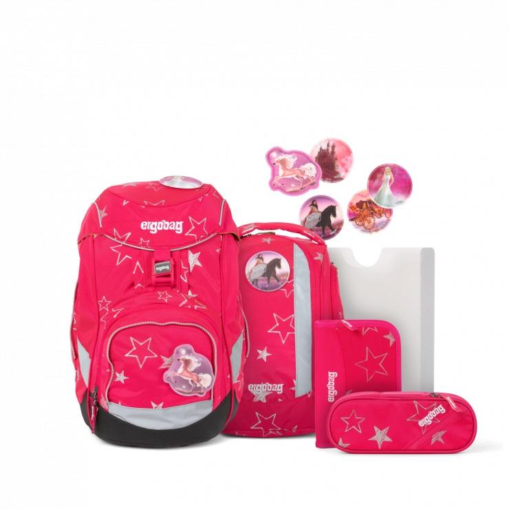 Ergobag 6-Piece School Backpack Set for Kids - Pink Stars Design, Lightweight & Durable, Perfect for Elementary Students, School Supplies, and Daily Use