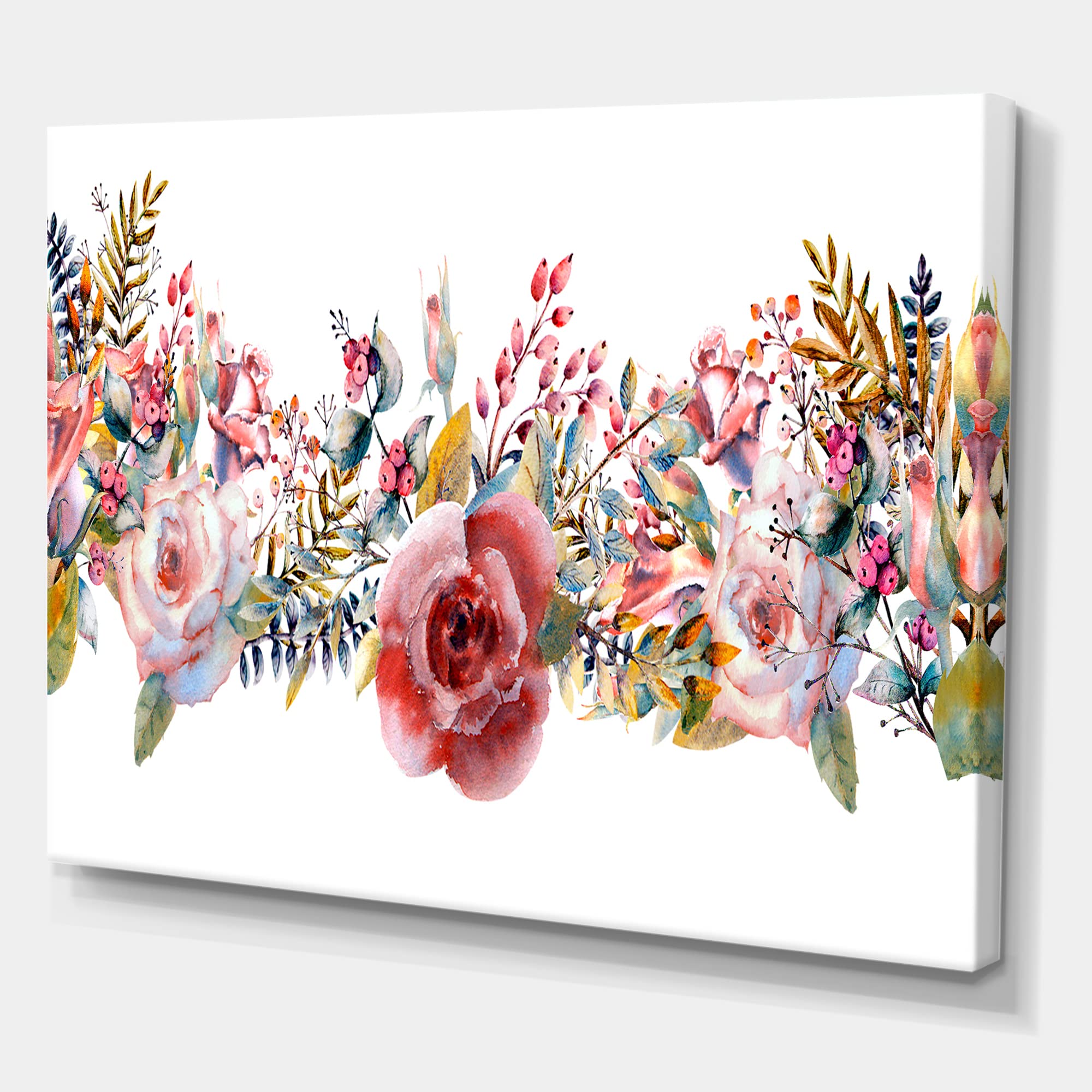 Farmhouse Canvas Wall Art - Pink Roses and Wildflowers Painting for Home Decor | Perfect for Living Room, Bedroom & Office Wall Decor