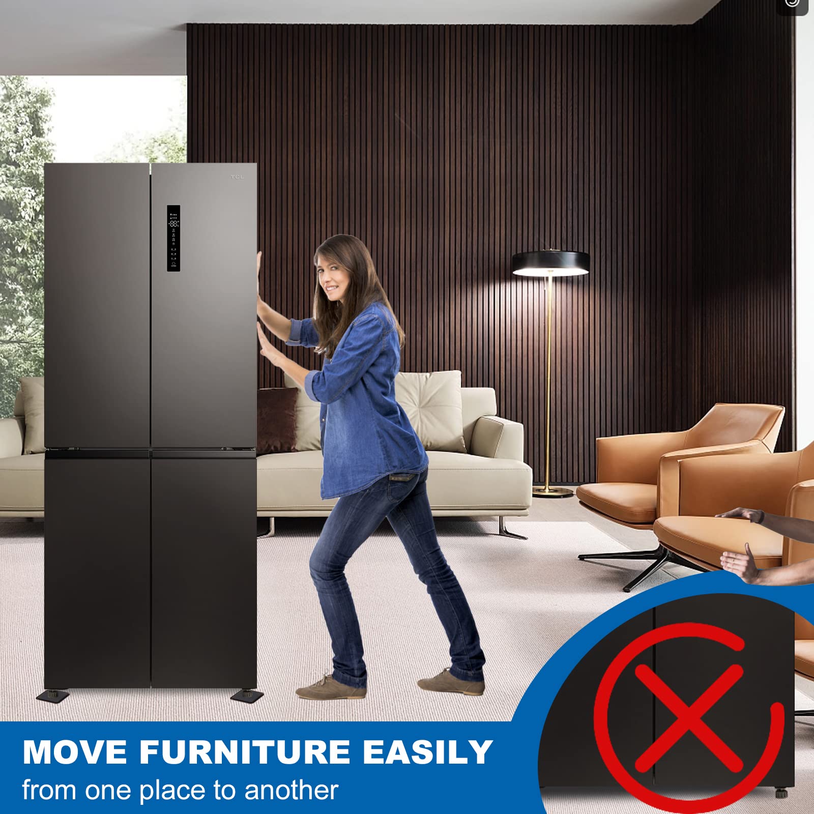 8pcs 4.7 Inch Heavy Duty Furniture Sliders - Square Furniture Moving Pads for Carpet & Hard Floors - Protect Floors While Moving Sofa, Bed, Table - Ideal for Home, Office & Apartment Relocation