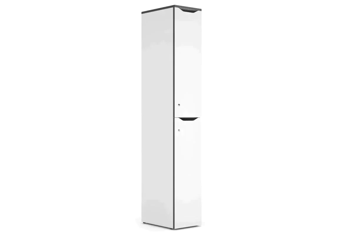 White Melamine Locker with 2-Tier Door - Durable School & Gym Storage Solution for Uniforms, Books & Sports Equipment