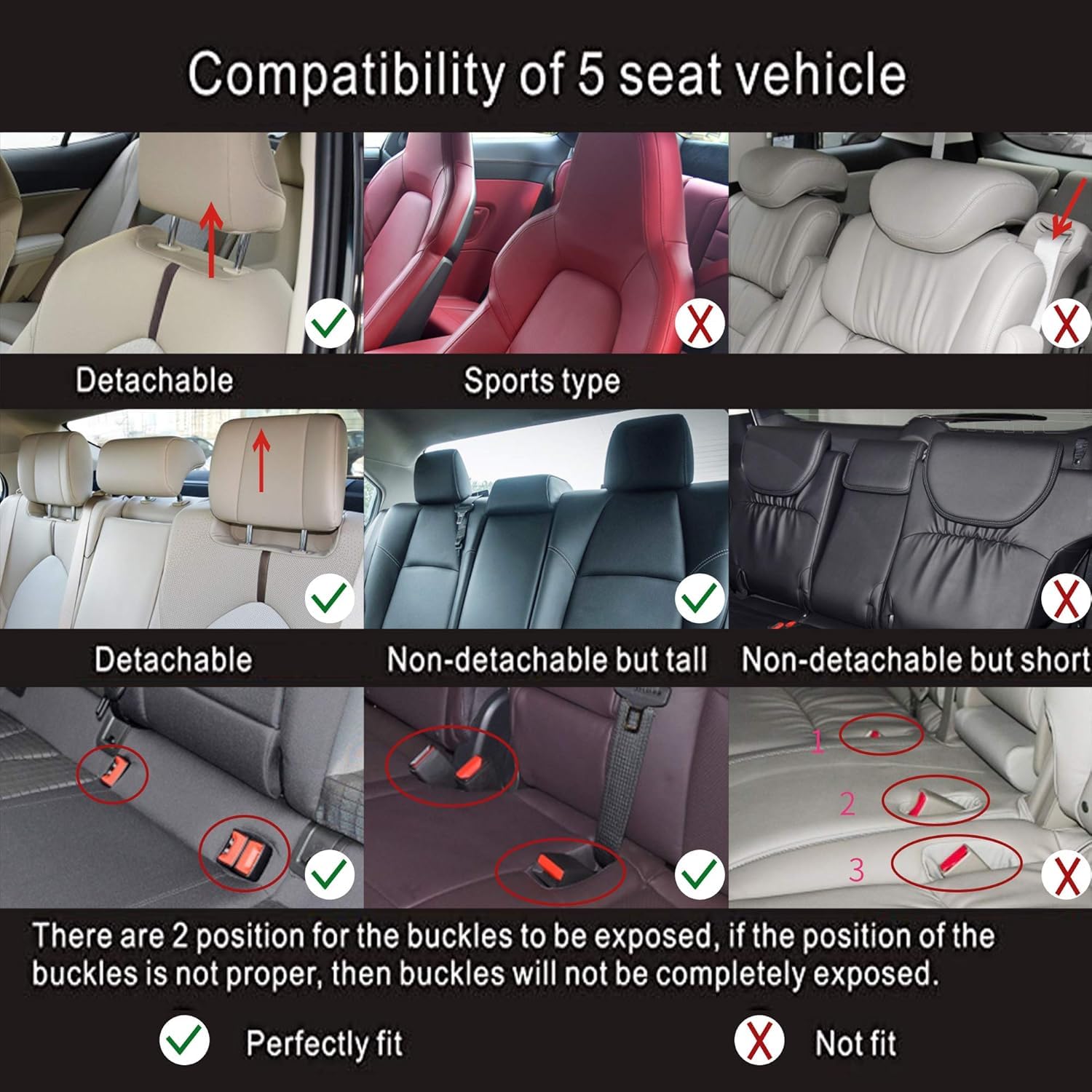 Premium Faux Leather Car Seat Covers Full Set - Universal Fit for Most Sedans & SUVs | Super Breathable, Full Wrapping Edge with Storage Bags | Red & Black | Perfect for Daily Commute, Road Trips & Family Travel