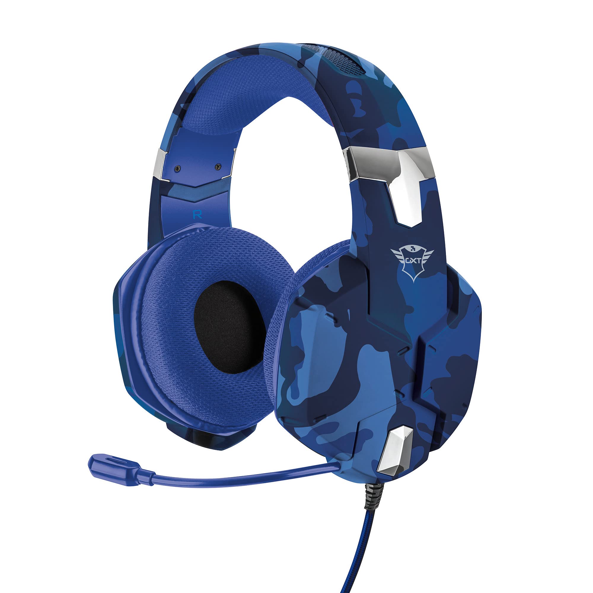 Trust GXT 322D Wired Gaming Headset with Flexible Microphone for PS4 & PS5 - Blue Medium - Noise Cancelling Over-Ear Headphones for PC, Xbox, Playstation Gaming & Online Classes