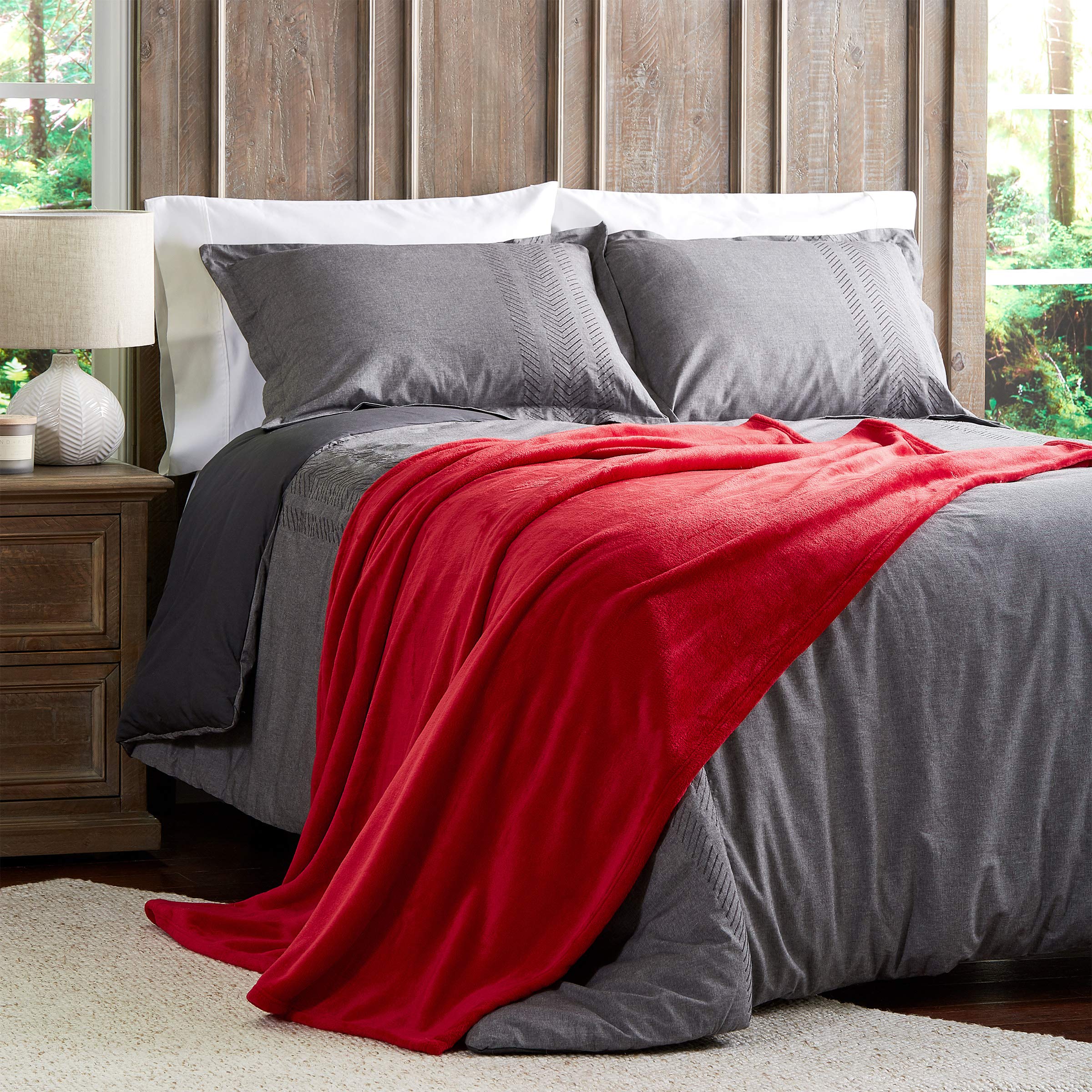 Luxury Oversized Velvet Throw Blanket by Bedford Home - Soft Plush Cozy Blanket for Couch, Bed & Sofa - Perfect for Living Room, Bedroom & Home Decor