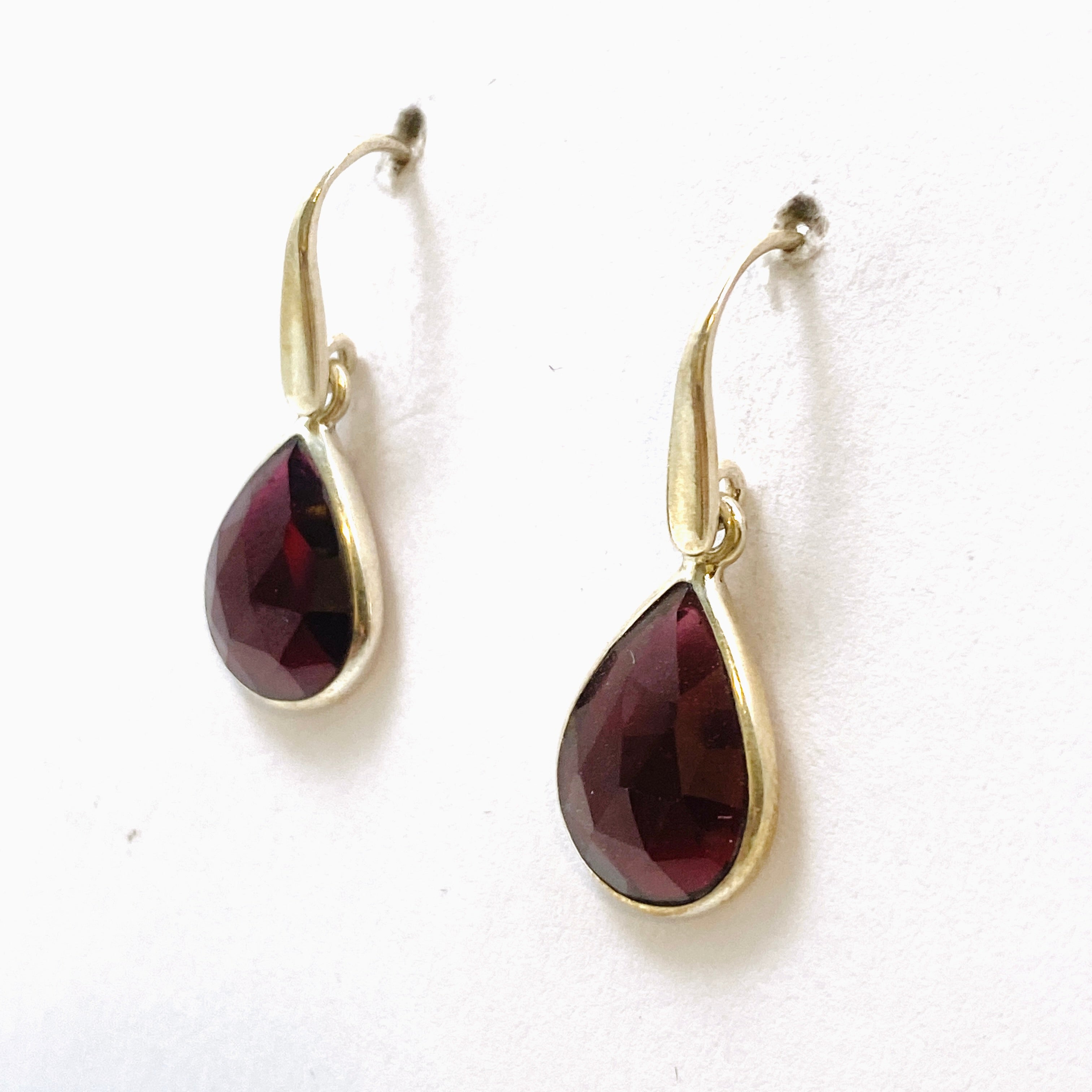 Garnet Teardrop Faceted Earrings for Women - Dangle Gemstone Jewelry - Perfect for Parties, Weddings & Evening Events | PEGJ203