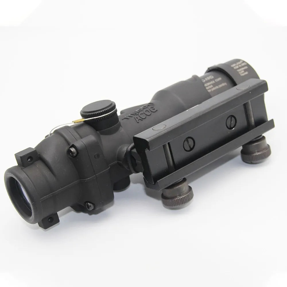 IPX7 Waterproof 4x32 ACOG Scope with Red Chevron Reticle & Killflash - Tactical Rifle Optic for Hunting, Shooting & Outdoor Adventures