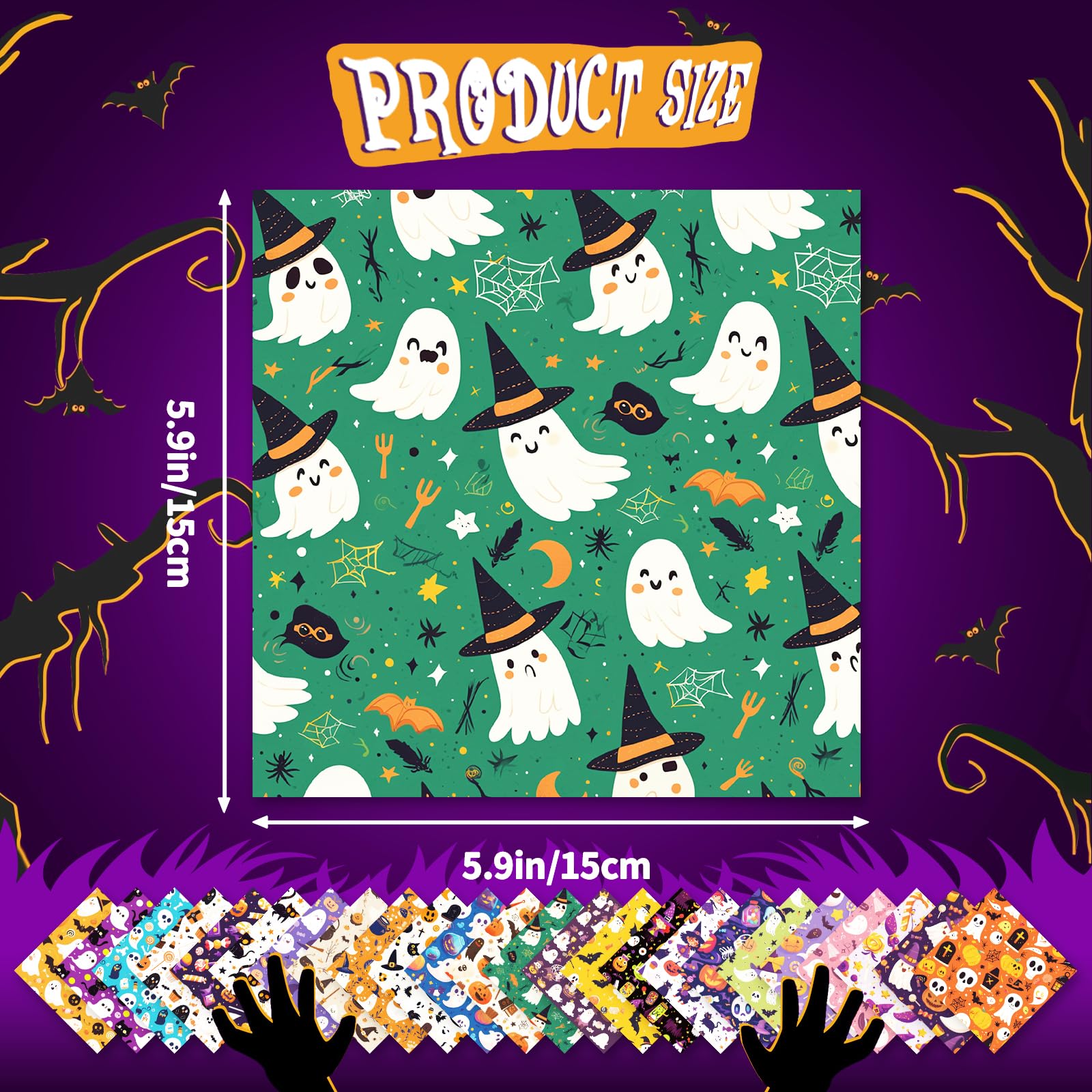 Halloween Pattern Scrapbook Paper - 24-Piece Premium Craft Paper for DIY Cards, Photo Albums & Scrapbooking | Acid-Free Decorative Paper for Halloween Party Invitations, Gift Wrapping & Home Decor